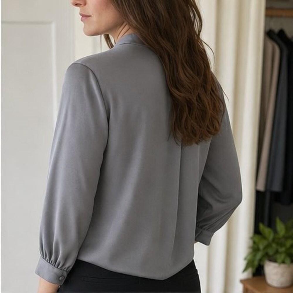 Gray Smocked Top - Picture 3 of 6